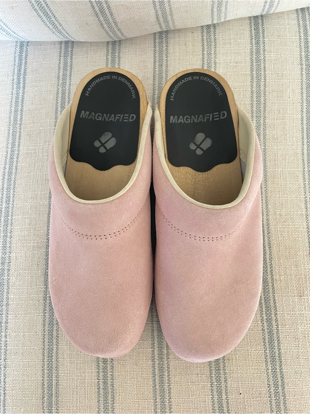 MAGNAFIED Embla Clog Salmon Suede Wooden Mules EU 37 US 7